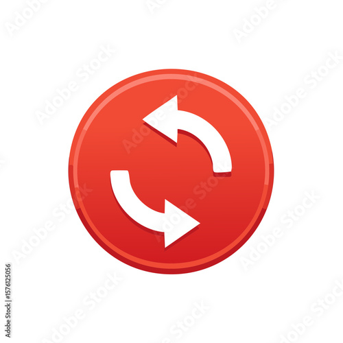 Red Button with White Arrows Showing Rotation Process