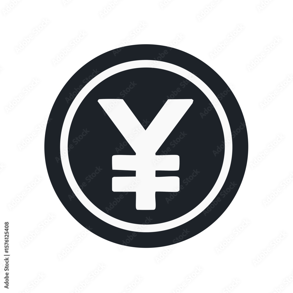 Fototapeta premium Yen Currency Symbol in Black Circle Finance and Investment Icon