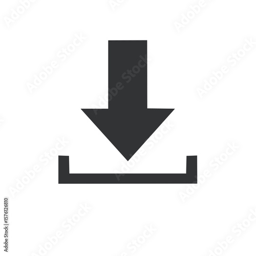 Sharp Download Symbol Pointing Down to Upload Tray for Website Iconography