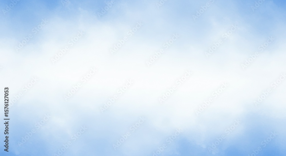Obraz premium Soft Blue Sky with Clouds: Abstract Watercolor Background, Peaceful Atmosphere.