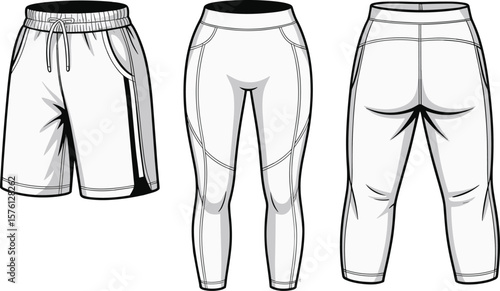 Modern athletic fashion featuring joggers, leggings, and shorts, ideal for gym, training, running, casual styling, active lifestyle, comfort, versatility