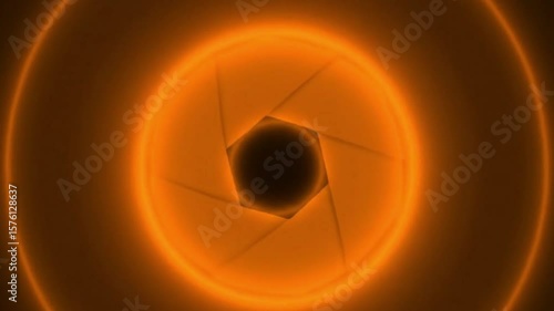 Central Orange Lens Flare Pulse with Expanding Aperture Rings