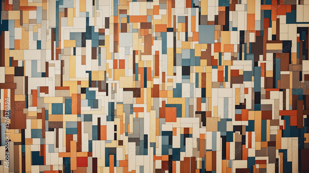 Fototapeta premium Geometric abstract background with colorful rectangular blocks, AI generated