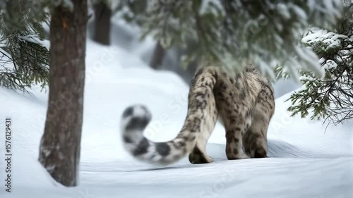 Wallpaper Mural Snow leopard in snowy forest Torontodigital.ca