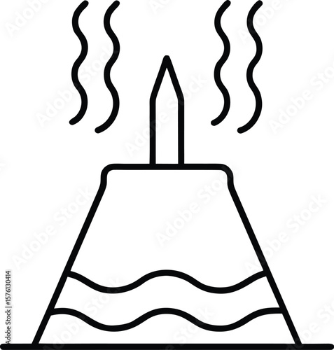 geothermal energy icon vector line art on transparent background