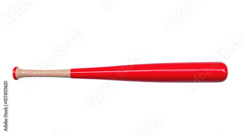 bright red baseball bat with a wooden grip Transparent PNG
