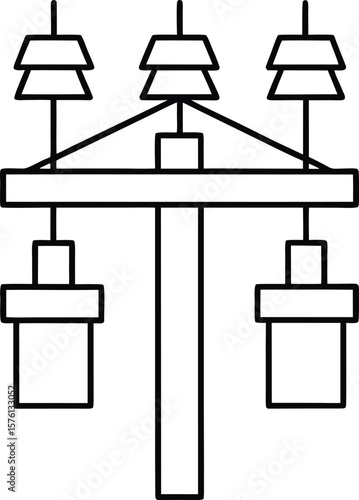electric transformer station icon vector line art on transparent background