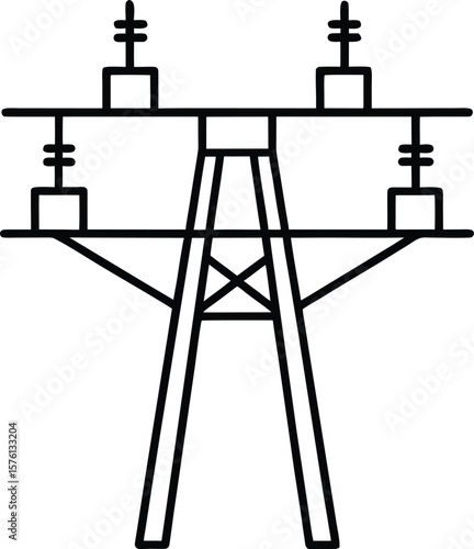 electric transformer station icon vector line art on transparent background