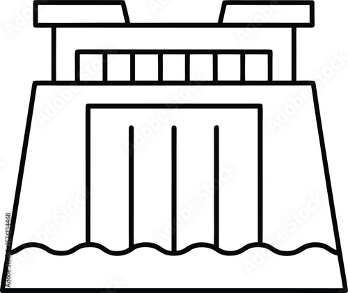 hydroelectric dam icon vector line art on transparent background