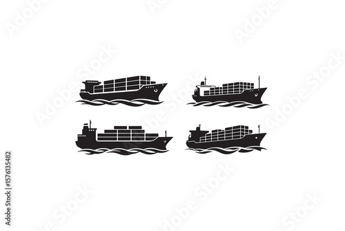 Ship Silhouette Vector Collection Maritime Vessel Graphics Pack