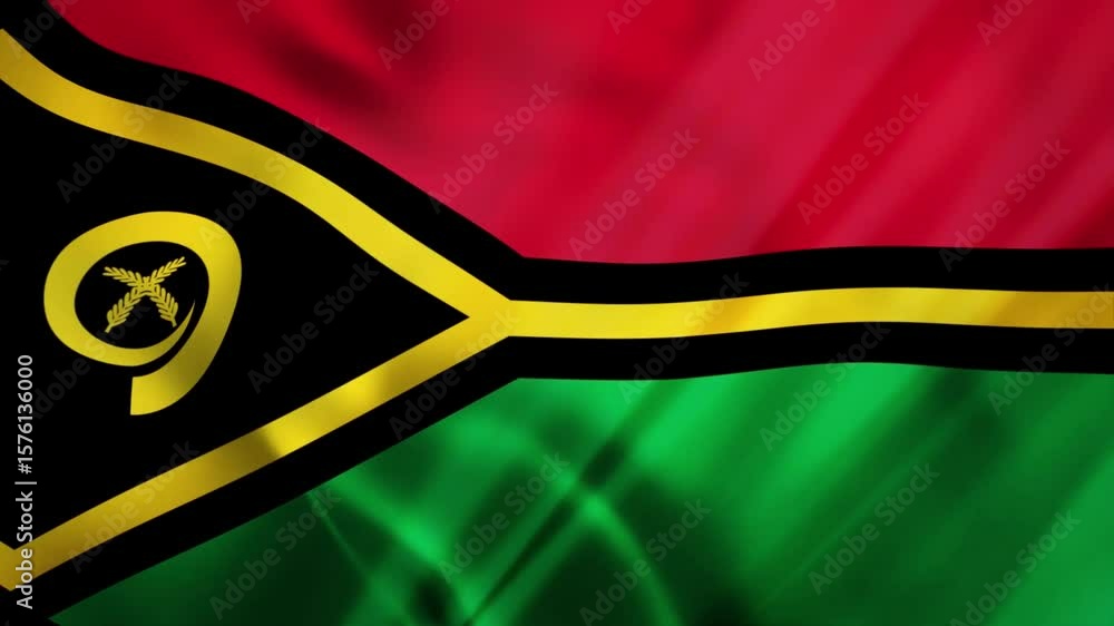 Raising the Vanuatu national flag as a symbol of patriotism and struggle with drapery like blowing in the wind, giving the impression of 3 dimensions