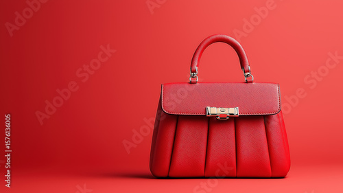 Stylish red handbag displayed against a vivid background