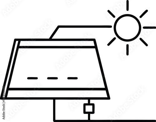 solar inverter icon vector line art on transparent background