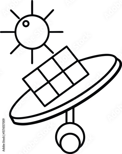 solar tracking system icon vector line art on transparent background