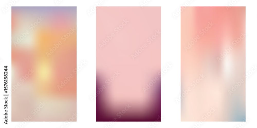 Obraz premium Pink Peach Gradient Aesthetic Background Set. Color Warm Pastel Texture Light Bg. Vector Phone Wallpaper