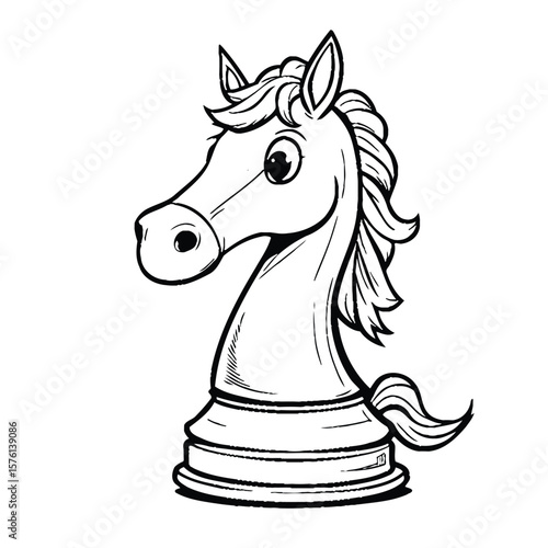 Cognitive Cavalier  Monochrome Chess Knight Silhouette with Artistic Mane and Dynamic Pose Symbolizing Strategy, Motion, and Mental Agility