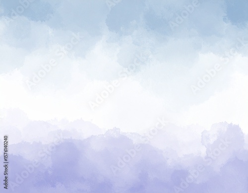 Soft watercolor wash in pale blue and lavender tones with a central white space. Gentle and dreamy abstract background with textured edges.

