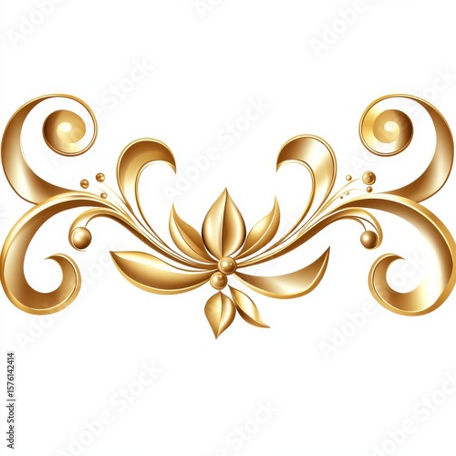 Gold Ornamental Design with Floral Centerpiece