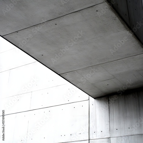 Grayscale Photograph of Intersecting Concrete Architectural Surfaces