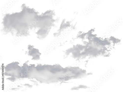 Dramatic clouds float across a stark transparent background, creating a moody atmosphere ideal for digital compositions and designs.