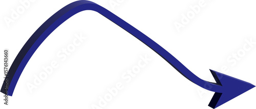 Fotografie A thick blue arrow curves upwards then downwards to the right