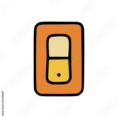 Vector Illustration of Home Electrical Power Switch with Rounded Corners and Black Outline