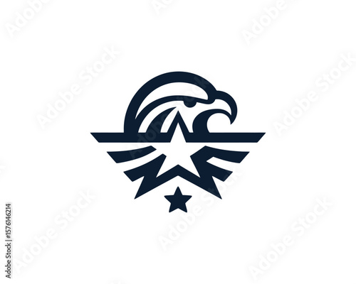 Bold eagle and star vector emblem design for patriotic