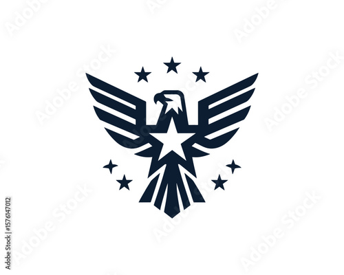 Patriotic eagle emblem vector graphic with star silhouette