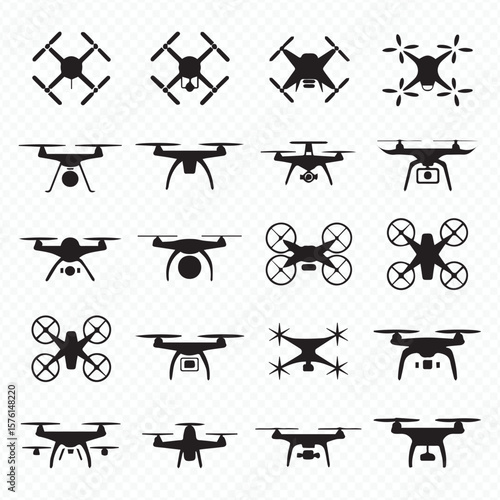 drone silhouettes vector set with 20 unique uav icons for apps websites print media and branding
