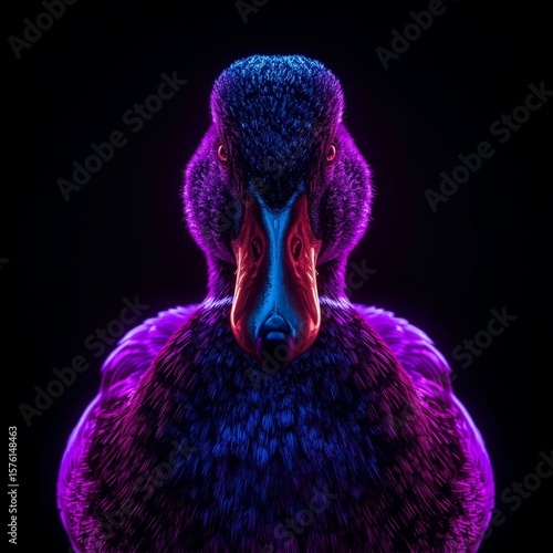 High-Resolution Fantasy Duck in Cyberpunk Style