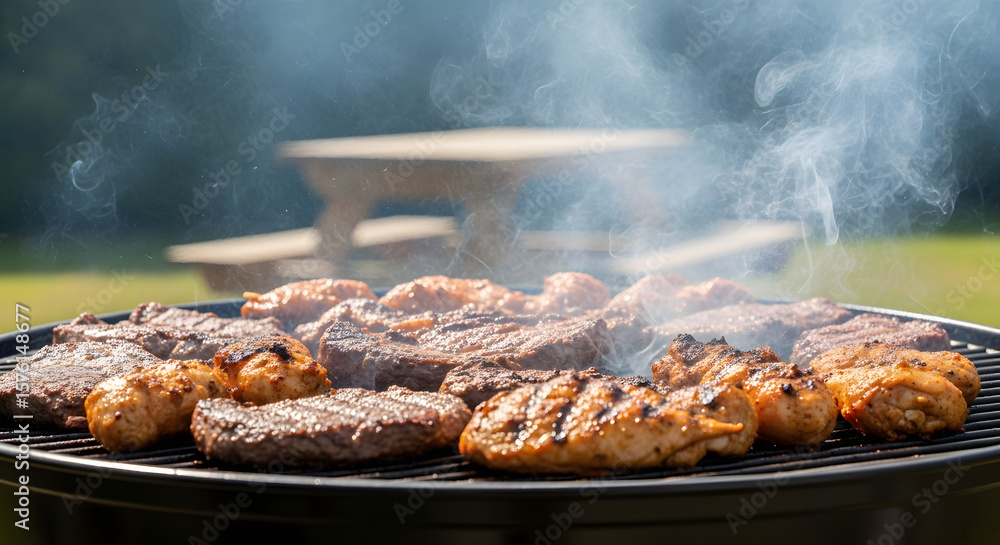 Grilled Sausages on a Barbecue Grill Grilled Sausages on a Barbecue Grill