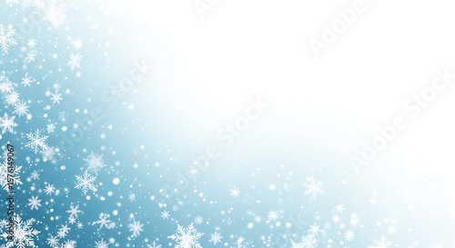 Delight in a serene winter snowfall, with delicate snowflakes creating a mesmerizing effect on a soft gradient backdrop, conveying a gentle, magical, and festive wintertime mood.