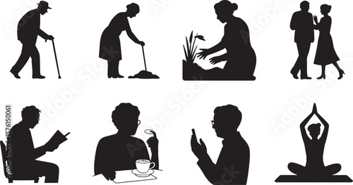 Diverse People Working Daily Life Silhouettes