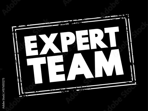 Expert Team refers to a group of individuals who possess specialized knowledge, skills, and experience in a particular field or subject, text concept stamp