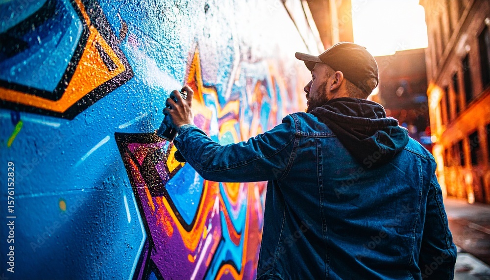Fototapeta premium Street art transforms ordinary walls into canvases.