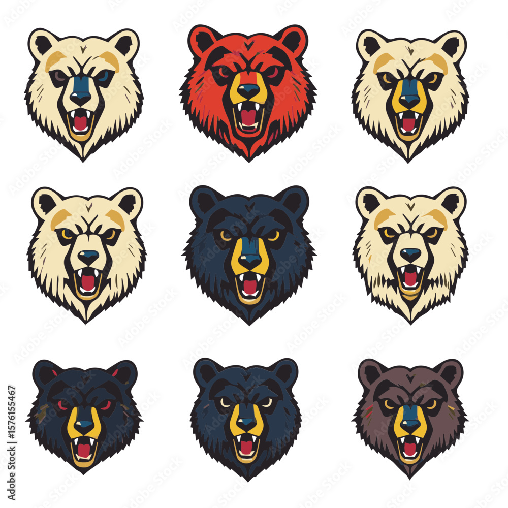 Obraz premium set of Bear face Vector