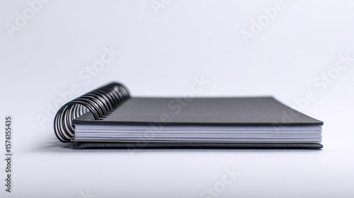 Black Spiral Notebook Mockup Close-Up View of Blank Pages