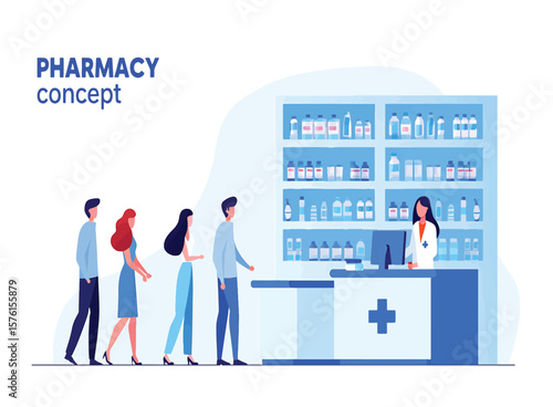 Vector Illustration Pharmacy Customer Service Concept
