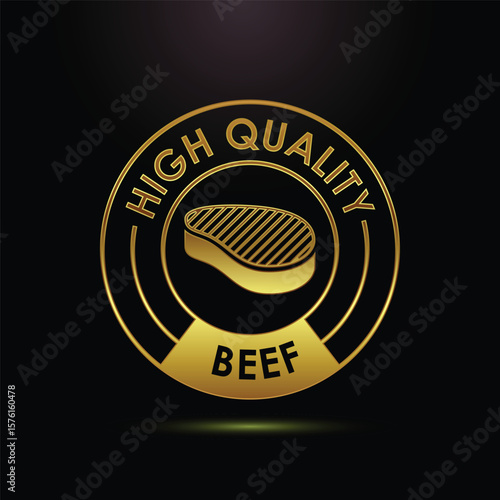 High Quality Beef Product Label with Golden Meat Cut Illustration for Premium Products