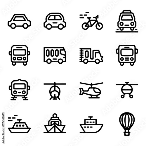 Unique and good quality Transport line icon set 