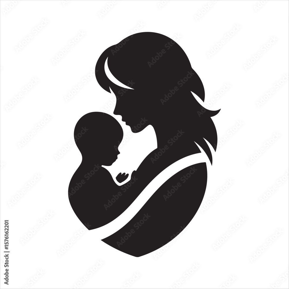mom baby vector silhouette outline logo illustration collections. mom baby vector silhouette outline logo illustration collections.