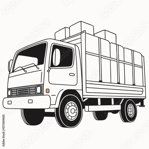 Isolated heavy freight truck with trailer for transport and delivery