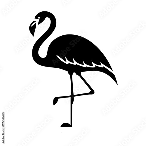 Flamingo Black Glyph Icon (Color Changes Available in SVG)