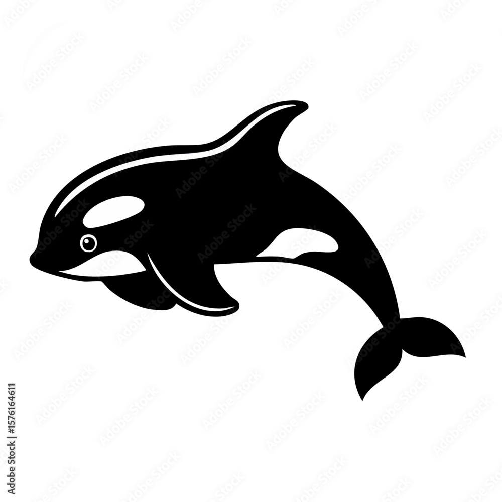 Fototapeta premium Cute Orca Black Glyph Icon (Color Changes Available in SVG)