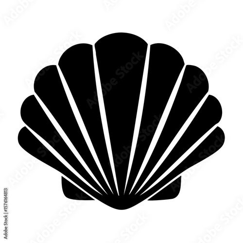 Clam Shell Black Glyph Icon (Color Changes Available in SVG)