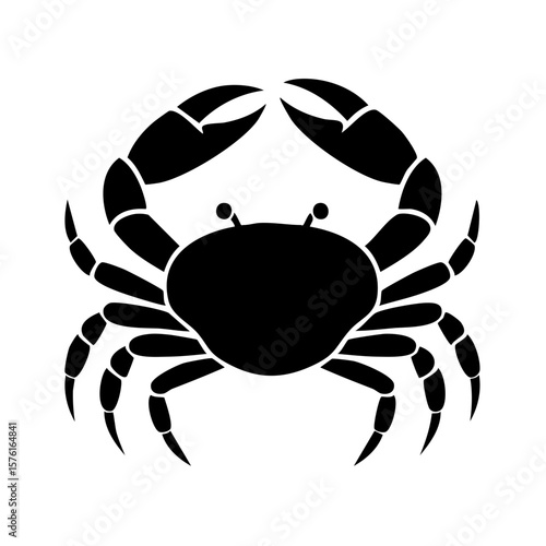 Crab Black Glyph Icon (Color Changes Available in SVG)