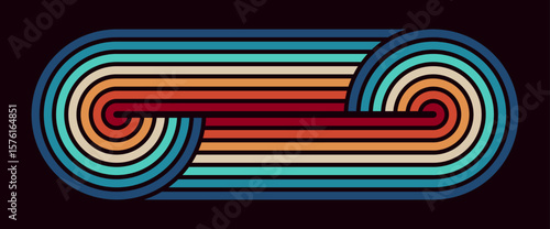 A minimalist retro design inspired by abstract 1980s aesthetics, featuring bold, colorful lines and organic curves. Vector illustration.
