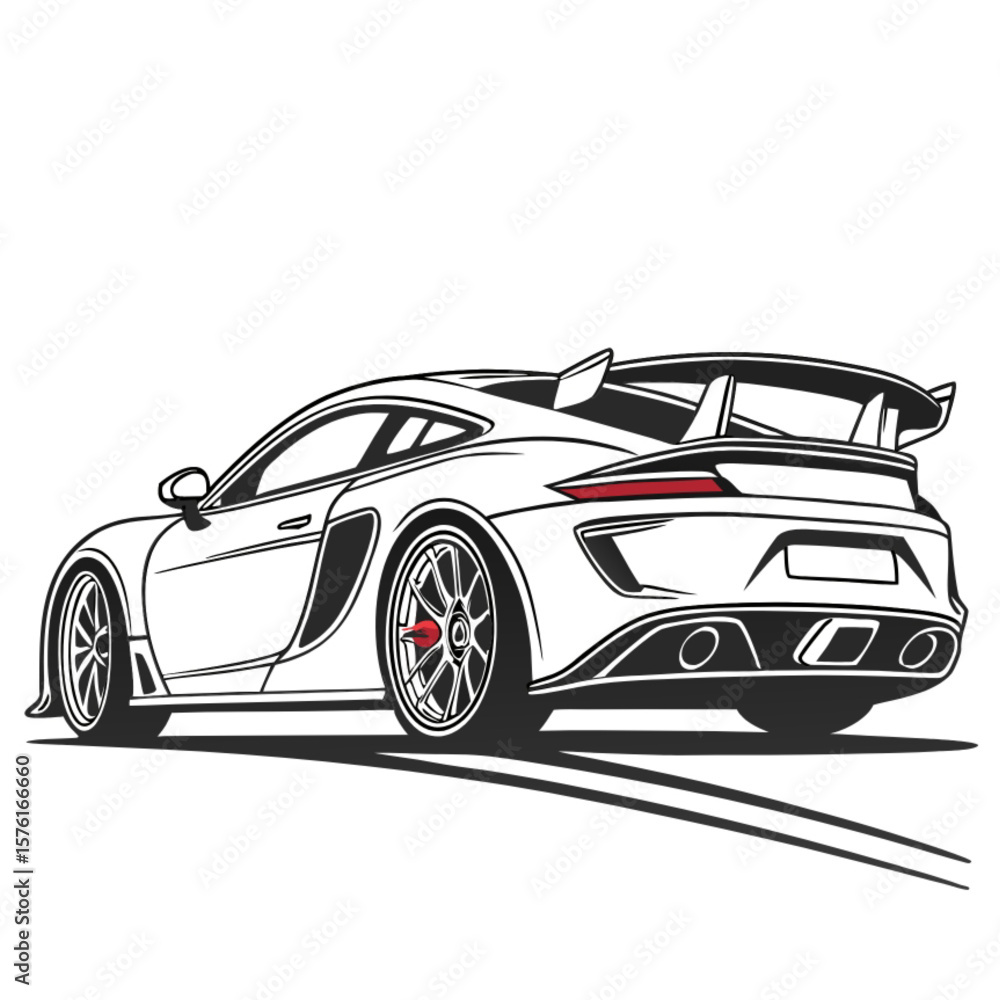 Fototapeta premium Isolated on white, this sleek black sports car model embodies speed, luxury, and dynamic design