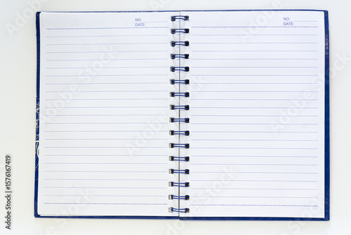 Fotografie Open Spiral Notebook with Lined Pages, Business Journal Template