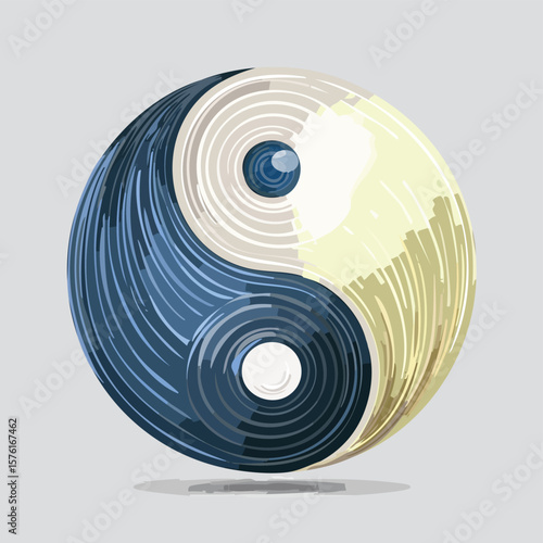 Yin and Yang Symbol Vector – Taoism Balance Icon in Minimalist Flat Style